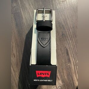 Levi's Black Men's Leather Belt with Silver Buckle